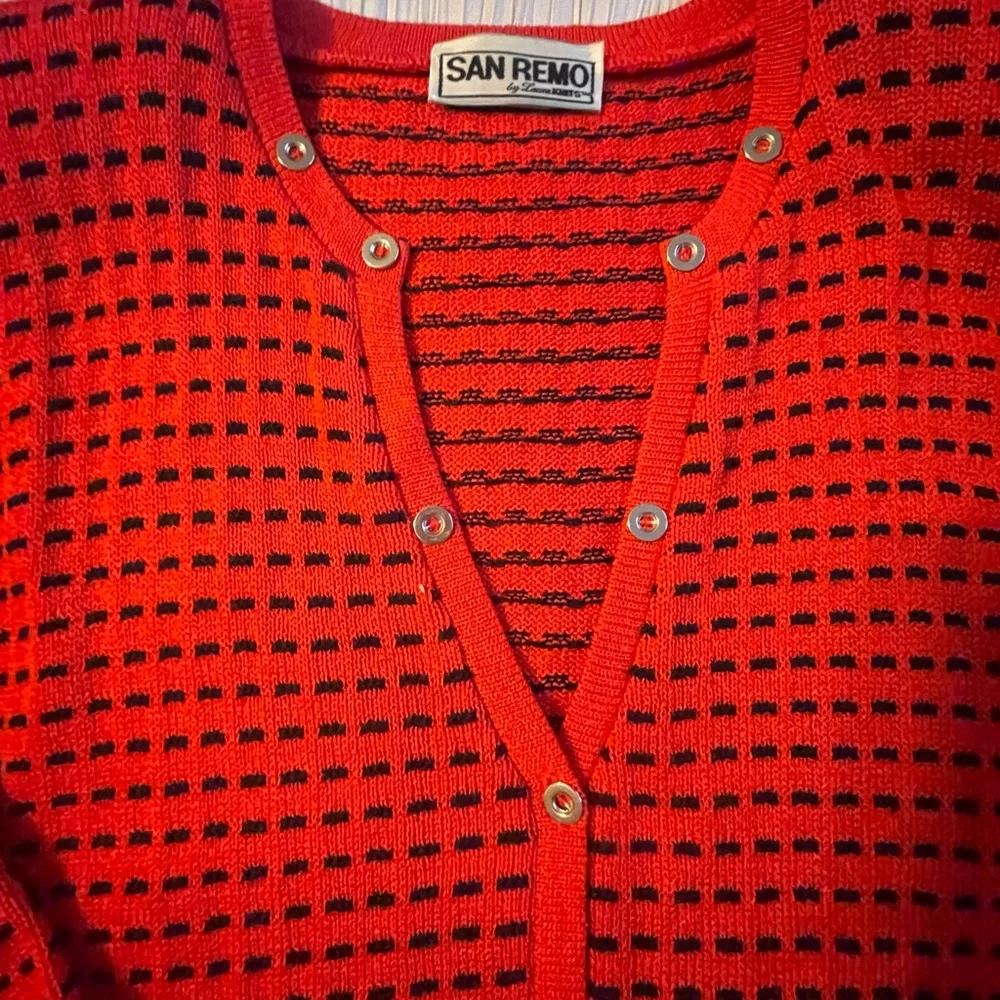 San Remo cardigan sweater and matching tank red with‎ black size XL vintage